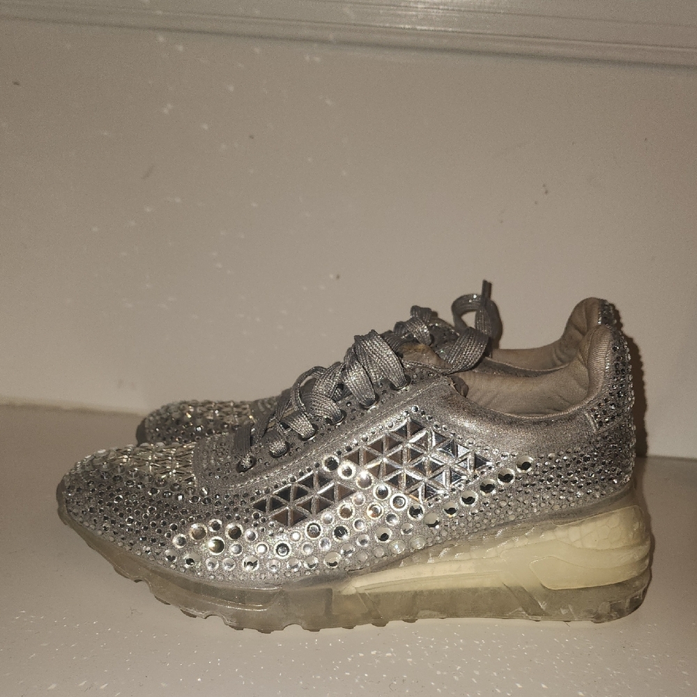 Women's Silver Embellished Sneakers